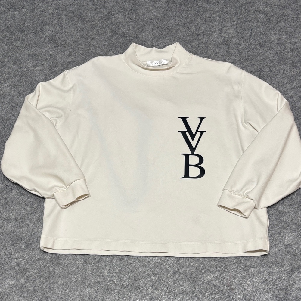 Victoria Beckham White Mockneck Top Black Monogram Initials